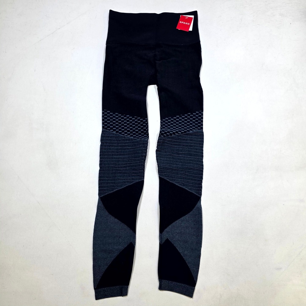 Spanx Seamless Moto Leggings Womens S Indigo Sky Blue High Waisted Activewear